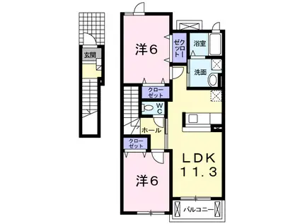 フラワ-I(2LDK/2階)の間取り写真