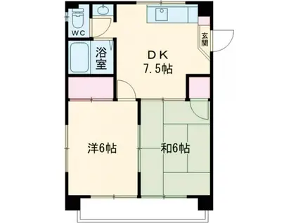 メゾン宝(2DK/4階)の間取り写真