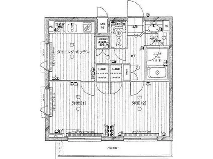 ルーブル神楽坂参番館(2DK/4階)の間取り写真