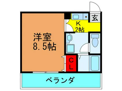 アデレード長田(1K/1階)の間取り写真