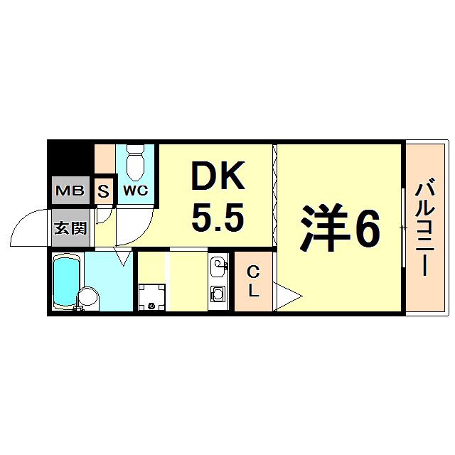 グランピア今津(1DK/4階)の間取り写真