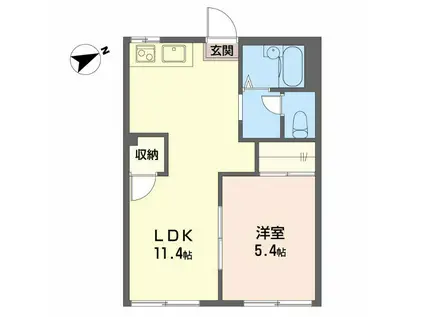 フローラ片浜(1LDK/1階)の間取り写真