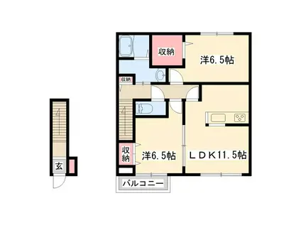 グランシャリ島田B(2LDK/2階)の間取り写真