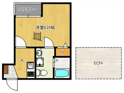 ドリームウッズ箱崎(ワンルーム/1階)の間取り写真