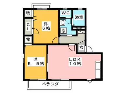 シーワン(2LDK/1階)の間取り写真