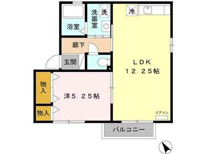 ボナール・パル(1LDK/2階)の間取り写真