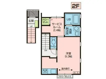 東北新幹線 北上駅 バス乗車時間：8分 最寄りバス停で下車 徒歩4分 2階建 築8年(1K/2階)の間取り写真