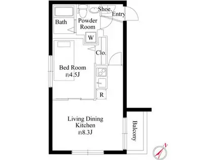 オークプレイス三軒茶屋(1LDK/2階)の間取り写真