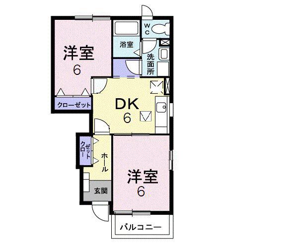 プロムナードA(2DK/1階)の間取り写真