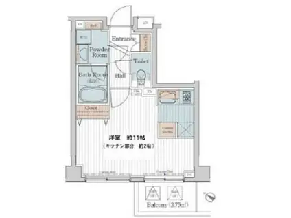 カスタリア三宿(1K/2階)の間取り写真