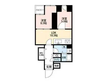 ハイム船場(2LDK/3階)の間取り写真