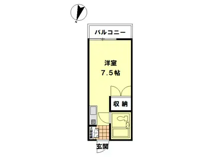 シティーズII(ワンルーム/2階)の間取り写真