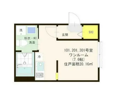 ハーモニーテラス青井VII(1K/2階)の間取り写真