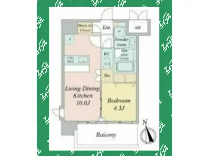 スプランディッド大須門前町(1LDK/4階)の間取り写真