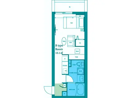 M‐1東京東矢口2(ワンルーム/4階)の間取り写真