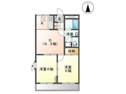 ミロワールM(2DK/1階)の間取り写真