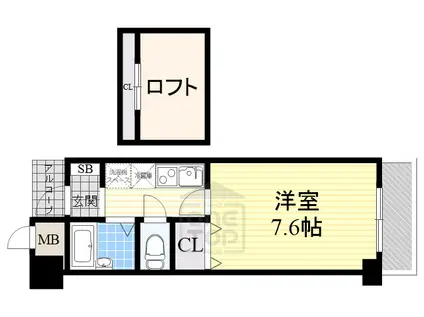 ヴィユーフルーヴ2(1K/4階)の間取り写真