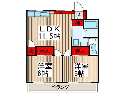 ピュアおのざわ(2LDK/2階)の間取り写真
