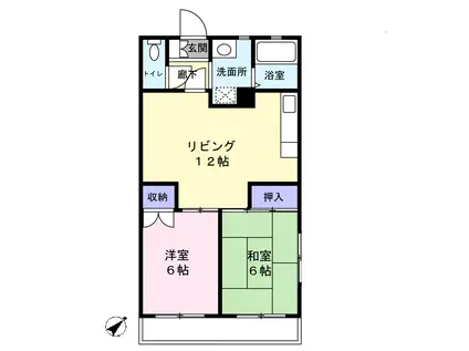 グリーンビレッジサフラン(2LDK/2階)の間取り写真