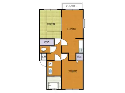 シルクガーデン A棟(2LDK/2階)の間取り写真