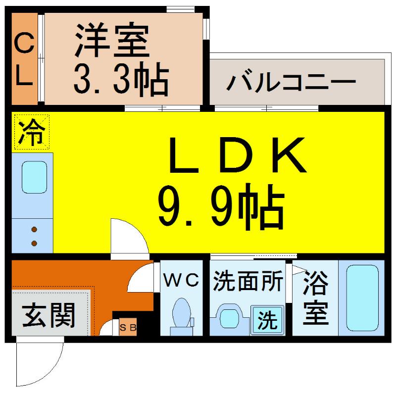 GRANDTIC平安通(1LDK/1階)の間取り写真
