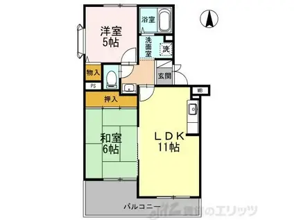 高井マンション(2LDK/1階)の間取り写真