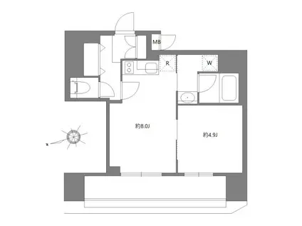 コンシェリア東京木場ステーションフロント(1LDK/8階)の間取り写真