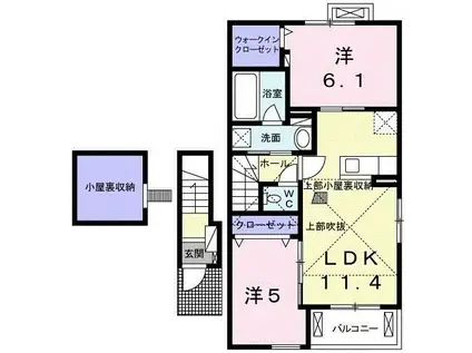 シエロ ガーデン I(2LDK/2階)の間取り写真
