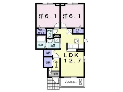 アッソラートII(2LDK/1階)の間取り写真