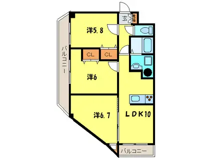 グランドパレス啓明(3LDK/3階)の間取り写真