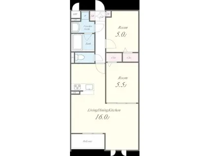 グランデェール(2LDK/2階)の間取り写真