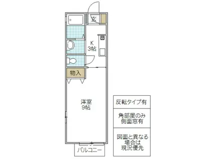 オージュコート C棟(1K/2階)の間取り写真