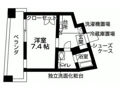 ドゥーエ新百合ヶ丘(1K/2階)の間取り写真