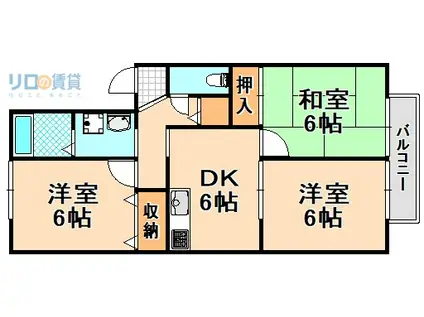 パークヒルズ春日丘(3DK/2階)の間取り写真