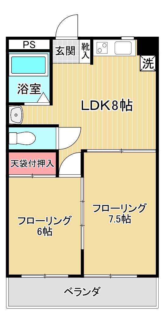 コーポ第2みどり台(2DK/2階)の間取り写真