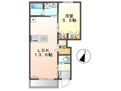 UN-ERBA(1LDK/1階)の間取り写真