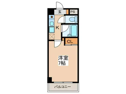 ユニットF(1K/3階)の間取り写真