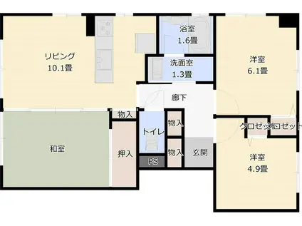 プレステージ姫路V(3LDK/7階)の間取り写真