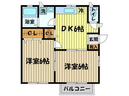 レジデンス武蔵野(2DK/2階)の間取り写真