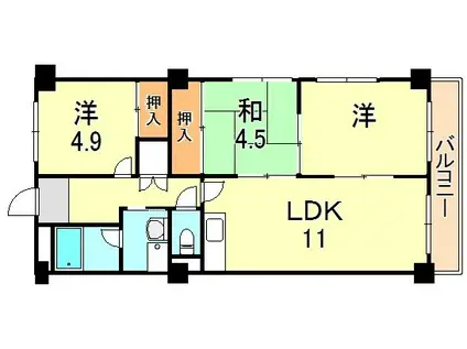 パークサイド明石(3LDK/8階)の間取り写真