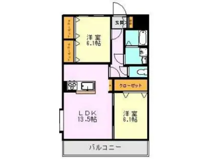 オリエンス八反田(2LDK/4階)の間取り写真