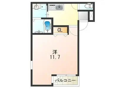 フジパレス湯里I番館(1K/2階)の間取り写真