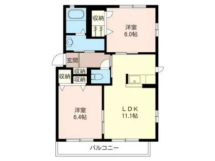 セゾンショコラ B(2LDK/1階)の間取り写真