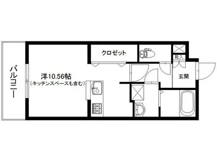 グランストーク北浦(1K/3階)の間取り写真