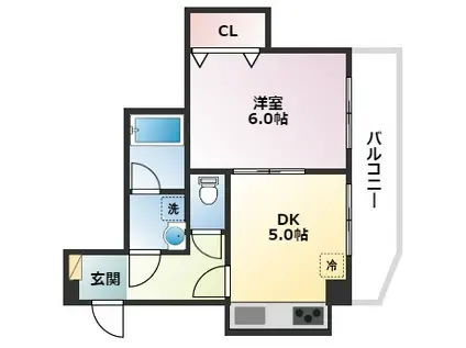 サンクレール芦屋(1DK/7階)の間取り写真