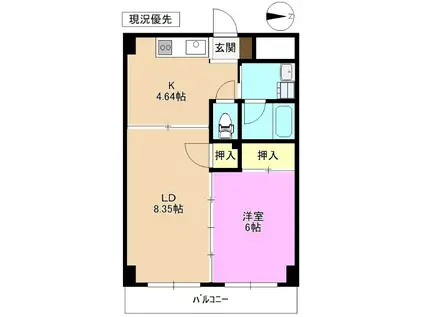 カーサAYA(1LDK/3階)の間取り写真