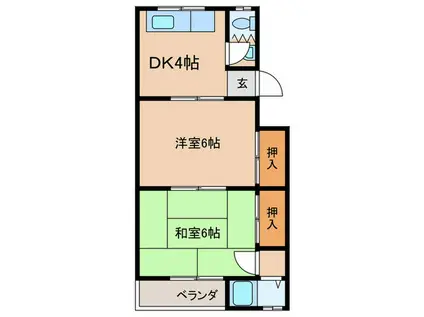 第1第2大北マンション(2DK/2階)の間取り写真