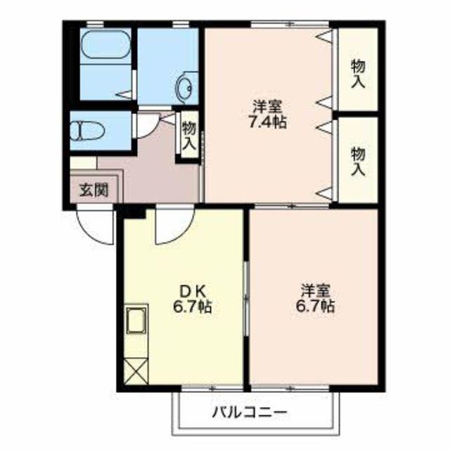 プレミール B(2DK/1階)の間取り写真