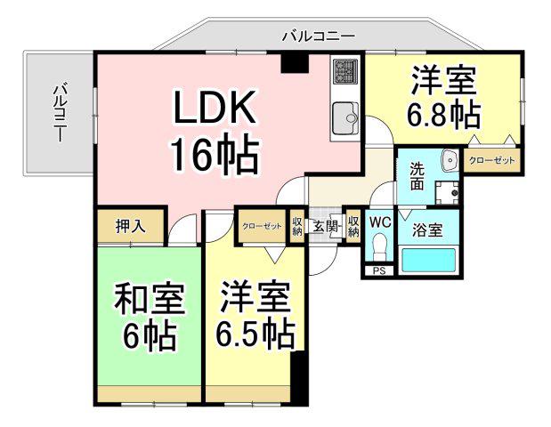 ひまわりハイツ日の出(3LDK/3階)の間取り写真