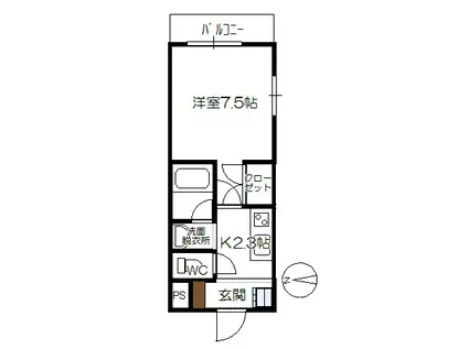 グレイスコート三嶋(1K/4階)の間取り写真
